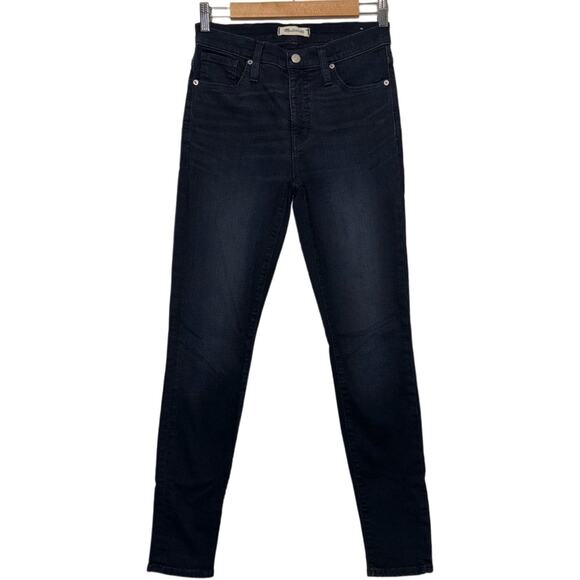Madewell Jeans Women's Size 26 9” High Rise Skinny In Cold Blue dark Wash - Picture 2 of 16